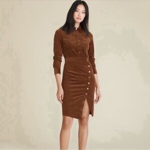 Veronica Beard Britton Chocolate Corduroy Long Sleeve Dress Size 0